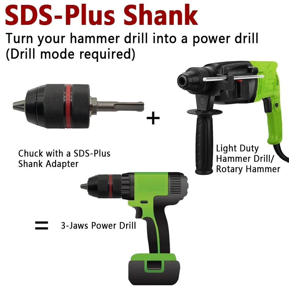 Keyless Drill Chuck Quick Change Conversion Adapter 1/2 3/8 Unf Mount 2~13mm 0.8~10mm Self-Tighten Screwdriver Drill Bits Chucks