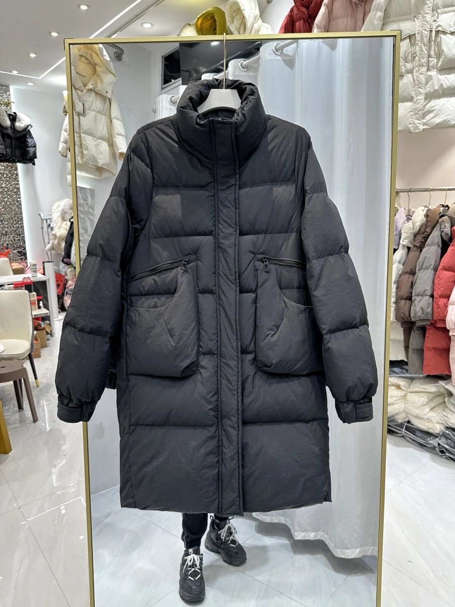 Winter New Women's Down Jacket Loose Commuting Windproof Stand Collar Straight Tube Parkas Down Jacket