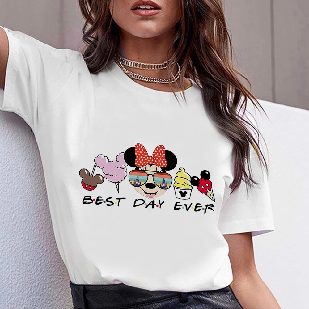 Disneyland Best Day Ever Lilo Stitch Femme T-shirts Cute Mickey Mouse Men Clothes Summer Casual Streetwear T Shirt Women Blouses