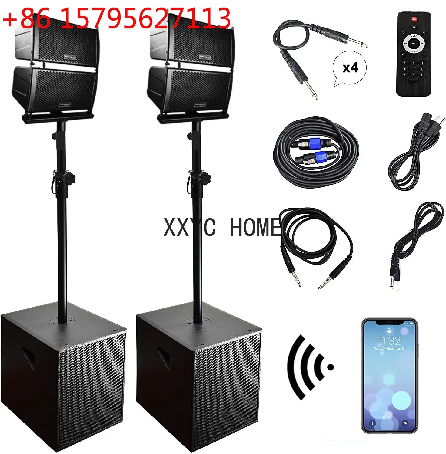 

Профессиональная аудиосистема для караоке 4000 Вт с двумя 15-дюймовыми сабвуферами, Bluetooth-колонкой и активной линейной акустической системой (PA)