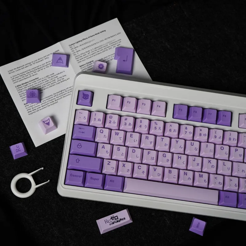 Imagem -03 - Frost Witch Roxo Teclado Mecânico Keycaps Sublimação Pbt Cereja Altura Original Adaptável 61 65 87 141 Chaves