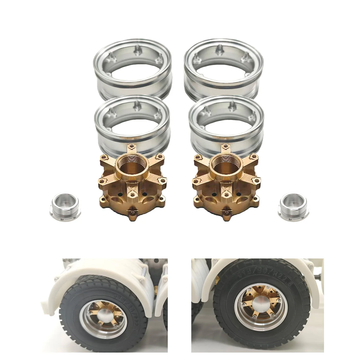 

1/14 Metal Front/Rear Wheel Hub for TAMIYA RC Tractor Truck Models 56376 56342 Remote Control Lorry Car 56352 Refit DIY Part