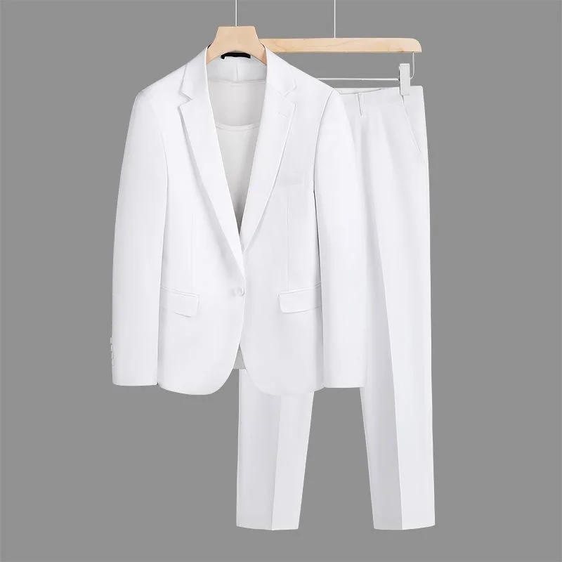 Male groom's two-piece casual formal wedding business suit high-end