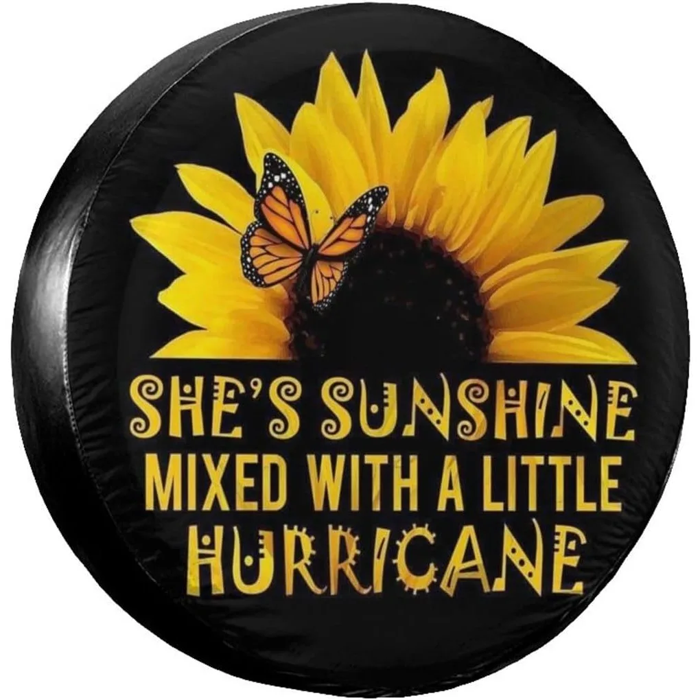 

Чехол на запасное колесо с бабочкой и подсолнухом She Is Sunshine, защитные чехлы на колеса, универсальные, подходят для внедорожника, 17-дюймового грузовика