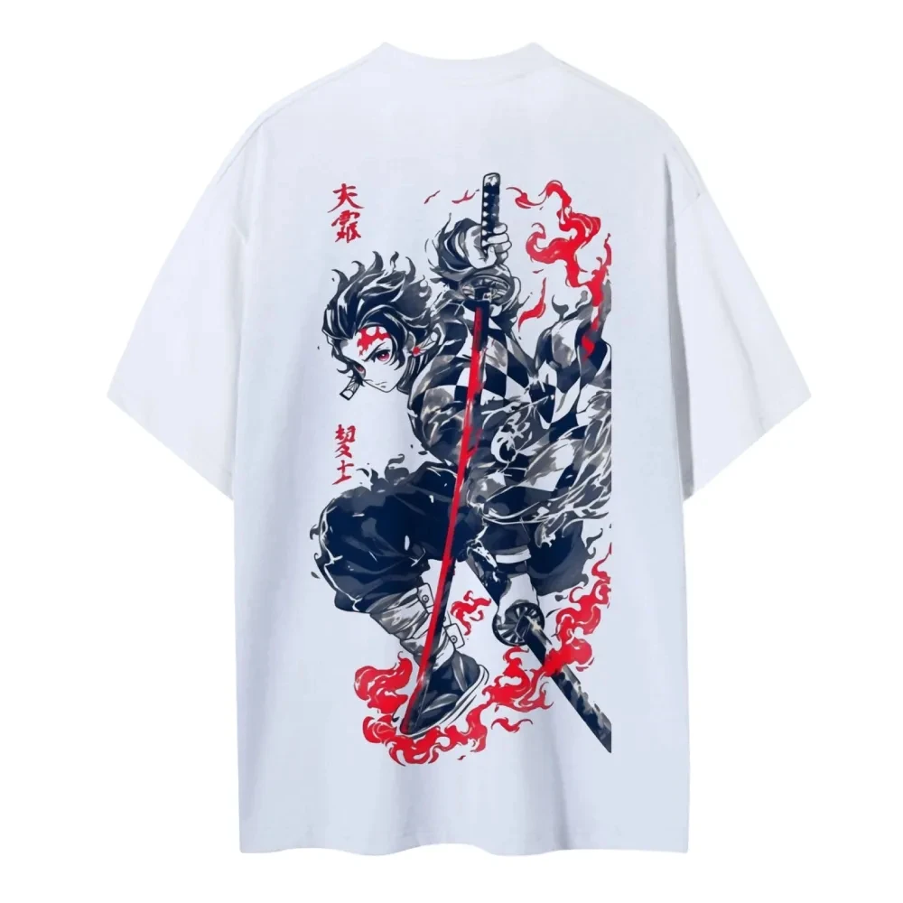 

Demon Slayer: Kimetsu no Yaiba Cotton Unisex Round Neck Anime T-Shirt Men's and Women's Summer Fashion Breathable Street T-Shirt