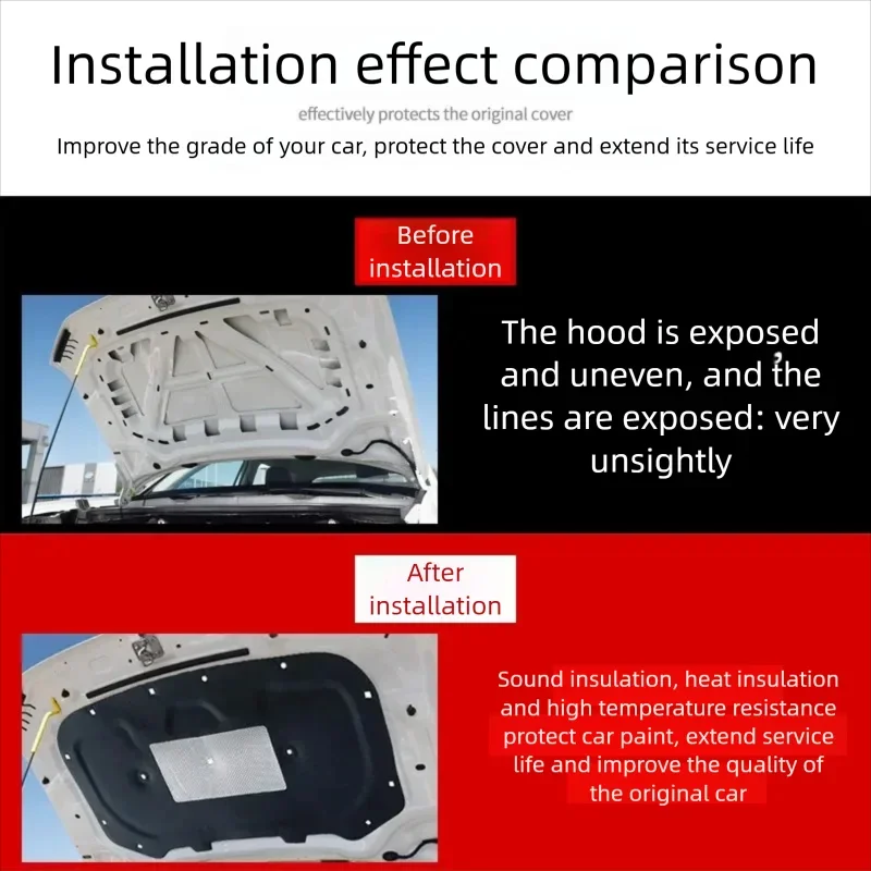 For Toyota Corolla e120 e130 2003 2006 2002~2008 Front Hood Engine Sound Heat Pad Soundproof Cotton Cover Interior Accessories