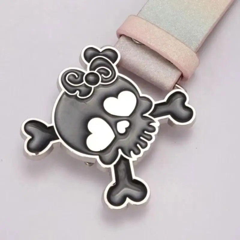 

39BB Popular Skull Buckle Belt for Adult Rhinestones Studded Belt All Matching Western Belt for Daily and Club Wear