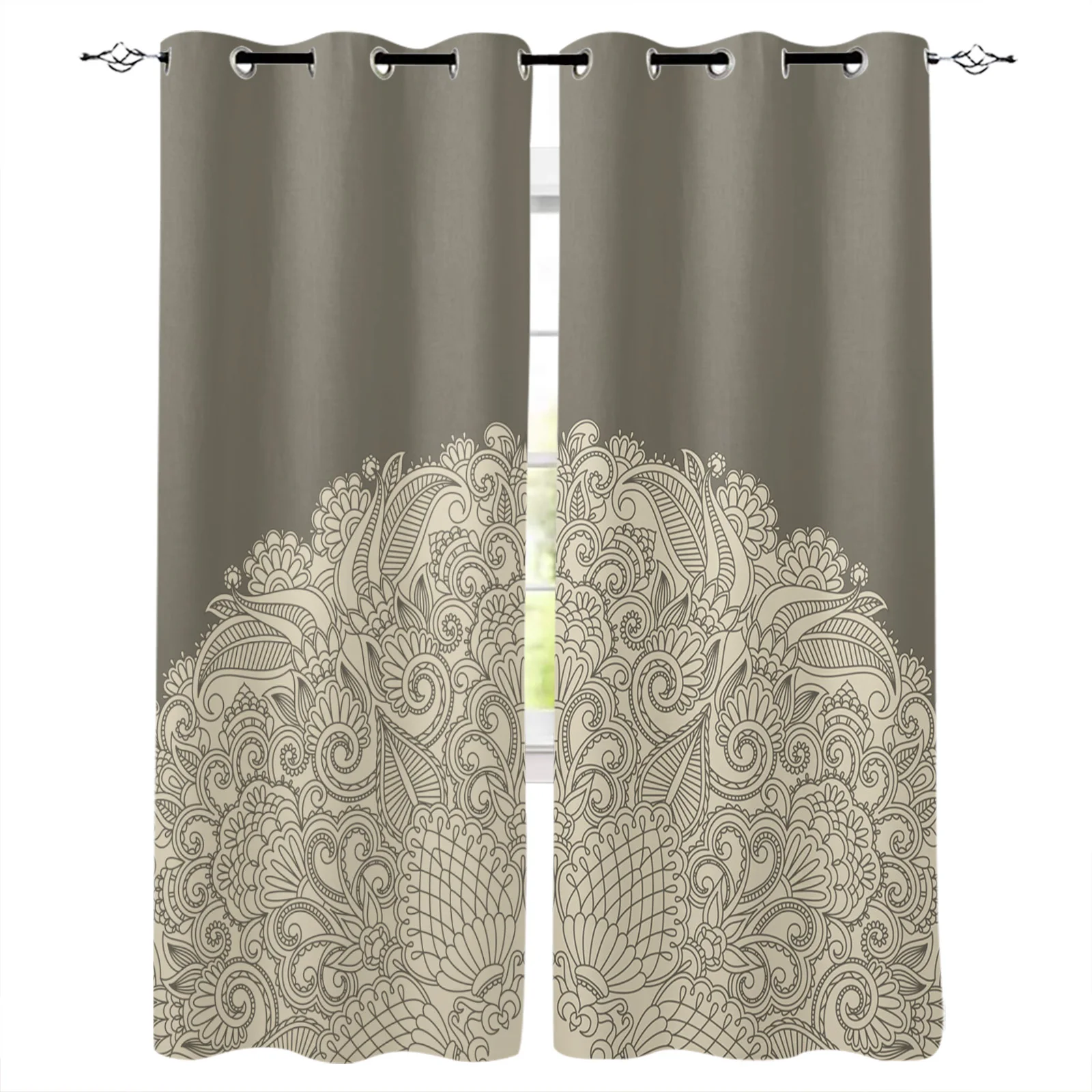 

Totem Pattern Lines Ethnic Style Blackout Curtains Window Curtains for Bedroom Living Room Decor Window Treatments