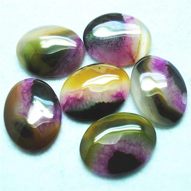 3PCS Natural Semi Precious Stone Cabochons Oval Shape 30X40MM NO Hole Double Colors Mixed Hot Sellings