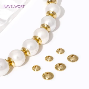 50/100PCS 3-4mm 14Kゴールドメッキブラスラウンドビーズキャップスパーシービーズ用ジュエリーのためのDIYブレスレットネックレス作成アクセサリー 10ベストセールスクンダンイヤリング-10