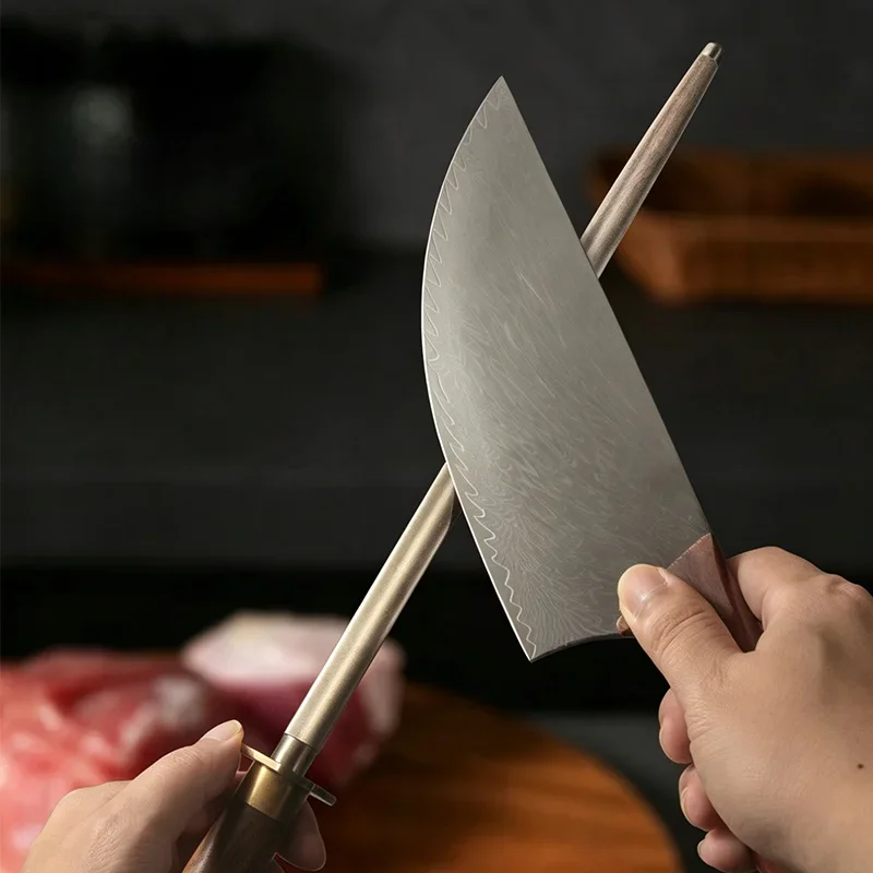 Professional Honing Steel Rod, Diamond Sharpening Rod, Stainless Steel Chef Knife Sharpening Stick For Kitchen Knives
