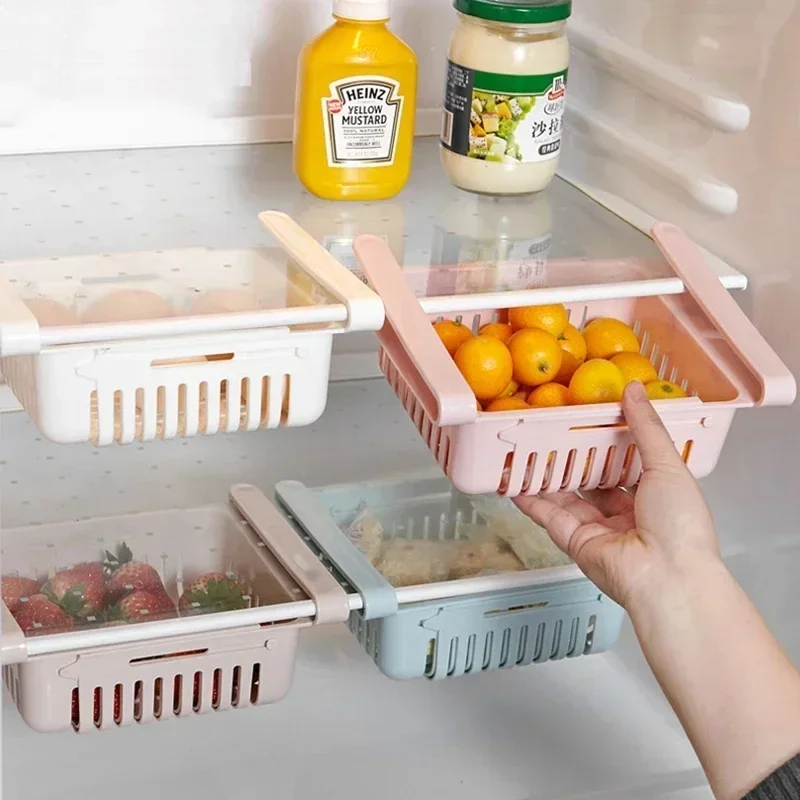 Fridge Egg Organizer Box Refrigerator Fruit Storage Transparent Under-shelf Refrigerator Drawer Box Fresh-keep Kitchen Organizer