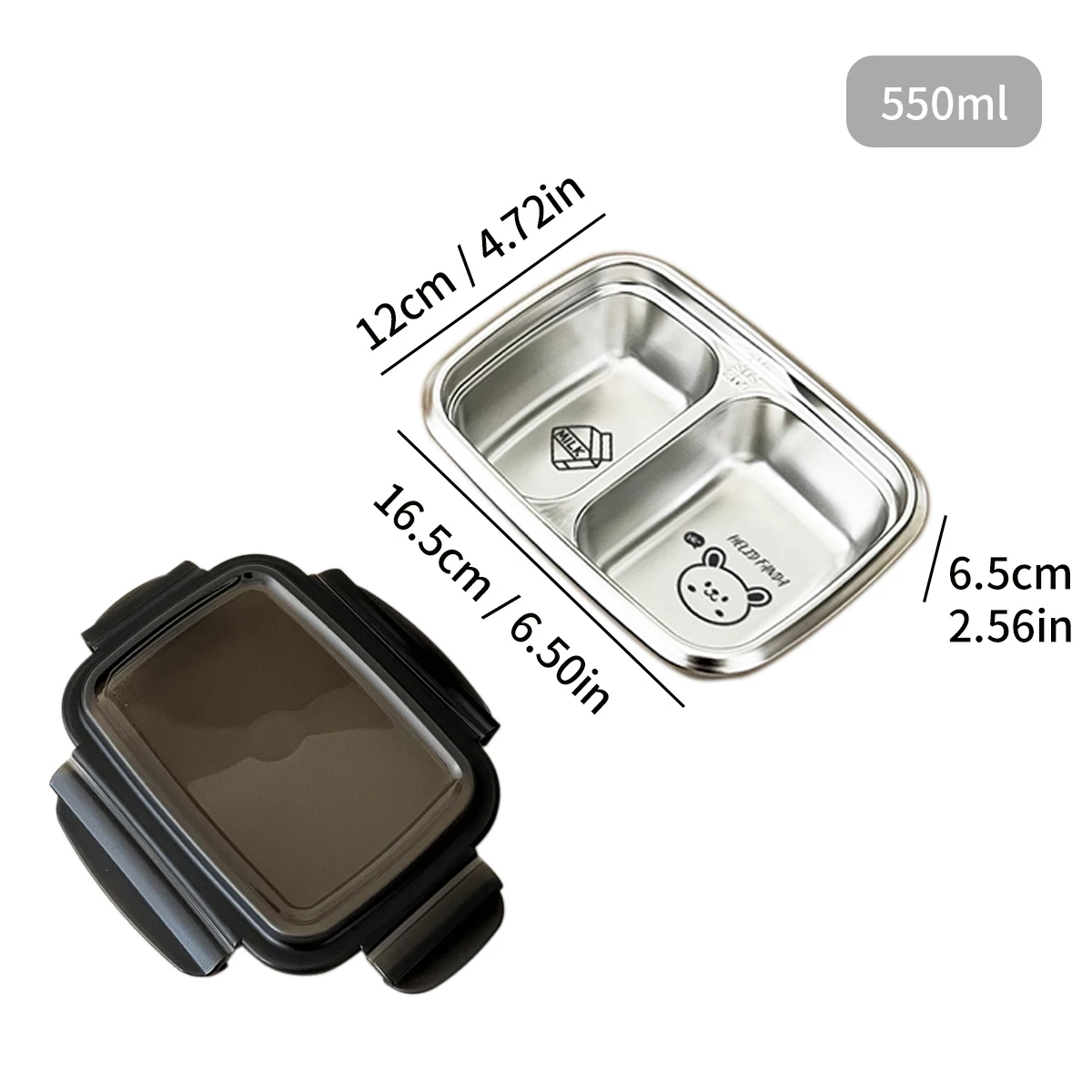 Verzegelde lunchcontainer met 2/3 compartimenten Draagbare 304 roestvrijstalen kinderlunchbox Student School Verdeelde Bento Box