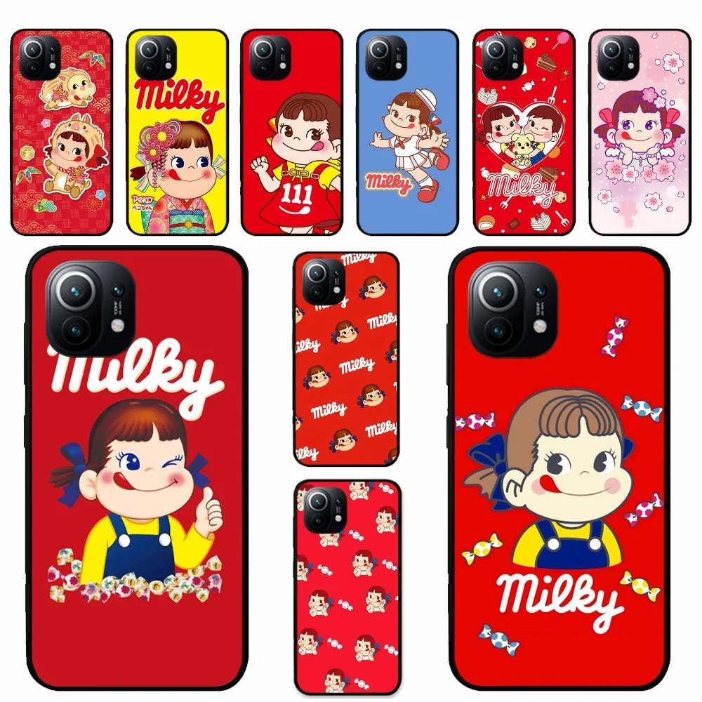 F-Fujiya M-Milky P-Peko C-chan Cartoon Phone Case For Xiaomi Mi 5X 8 9 10 11 12 Lite Pro 10T PocoX3pro PocoM3 Note 10 Pro Lite