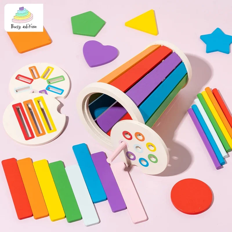 Montessori  Wooden Color Sorting Matching Toys Shape Recgnition Kids Math Learning Educational Todders Fine Motor Gifts
