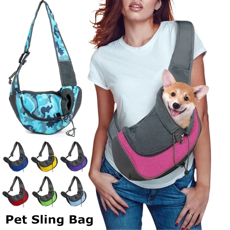 Pet Puppy Carrier S/L borsa a tracolla per cani da viaggio all'aperto Mesh Oxford Single Comfort Sling Handbag Tote Pouch