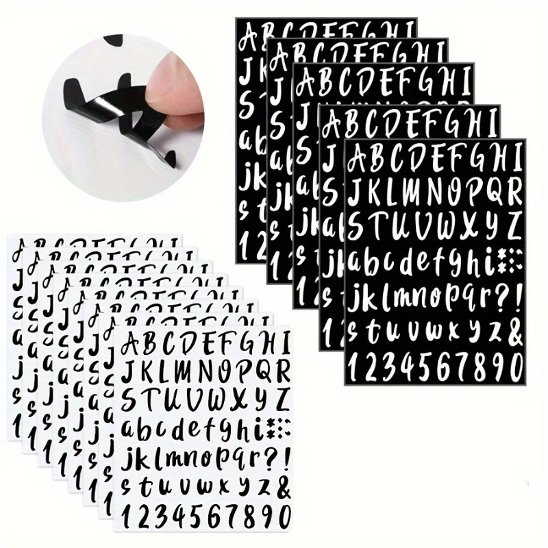 Alphabet and Number Stickers Set – 72pcs/sheet Self-Adhesive Vinyl Lettering Decals for Signs, Single Use  Home Decoration