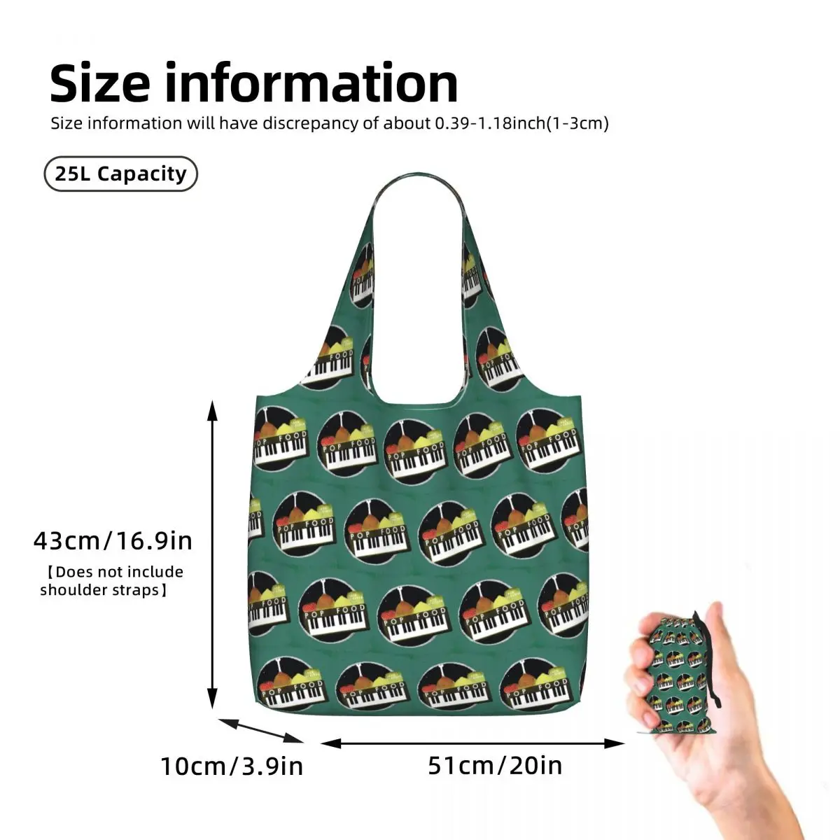 Jack Stauber Pop Food Album Cover Shopping Tote Bag Canvas Large Capacity Shoulder Bags Shopper Grocery Handbag for Women