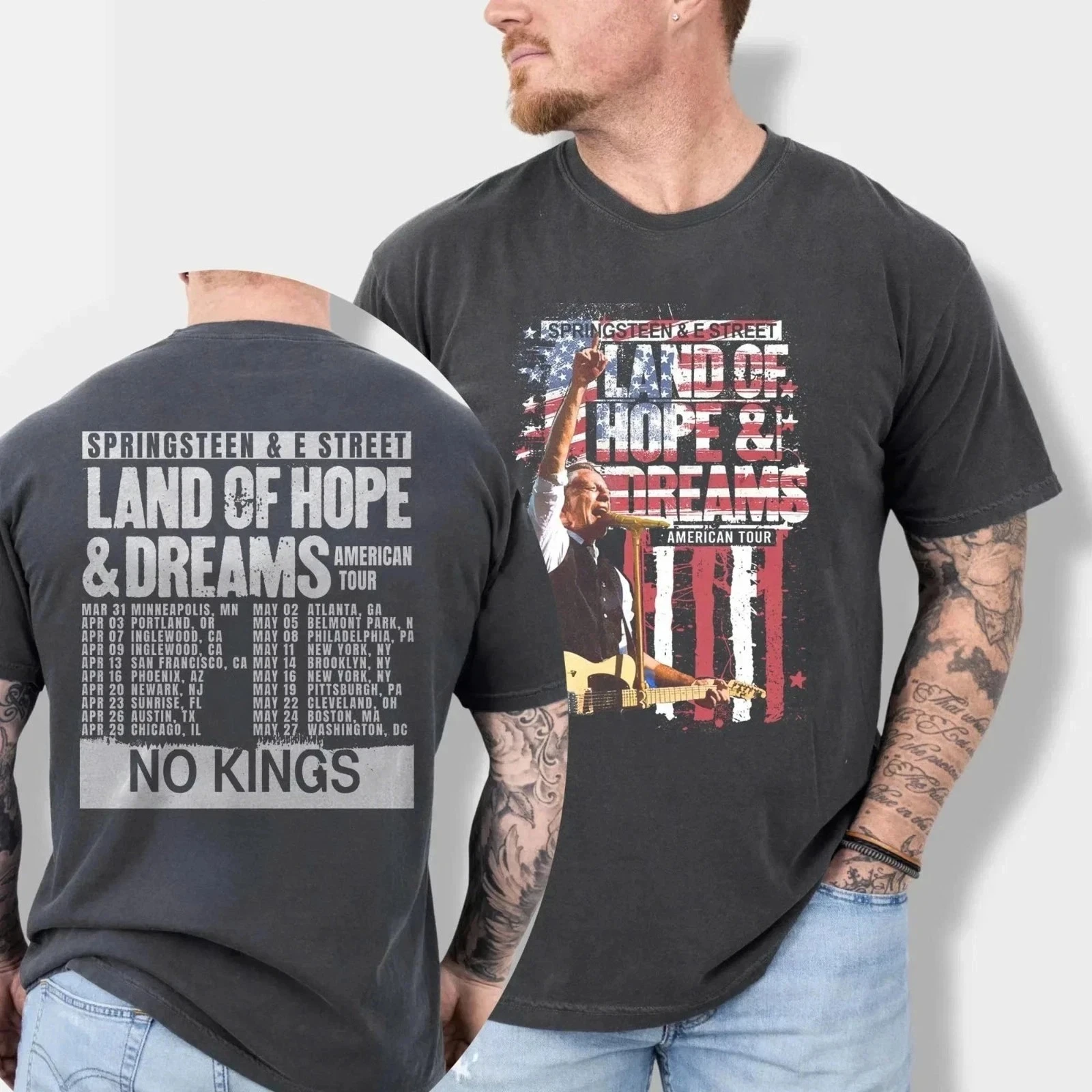 Bruce Springsteen&E Street Band 2026 World Tour T-shirt Retro Men's and Women's T-shirt Fan Commemorative Printed Casual T-shirt