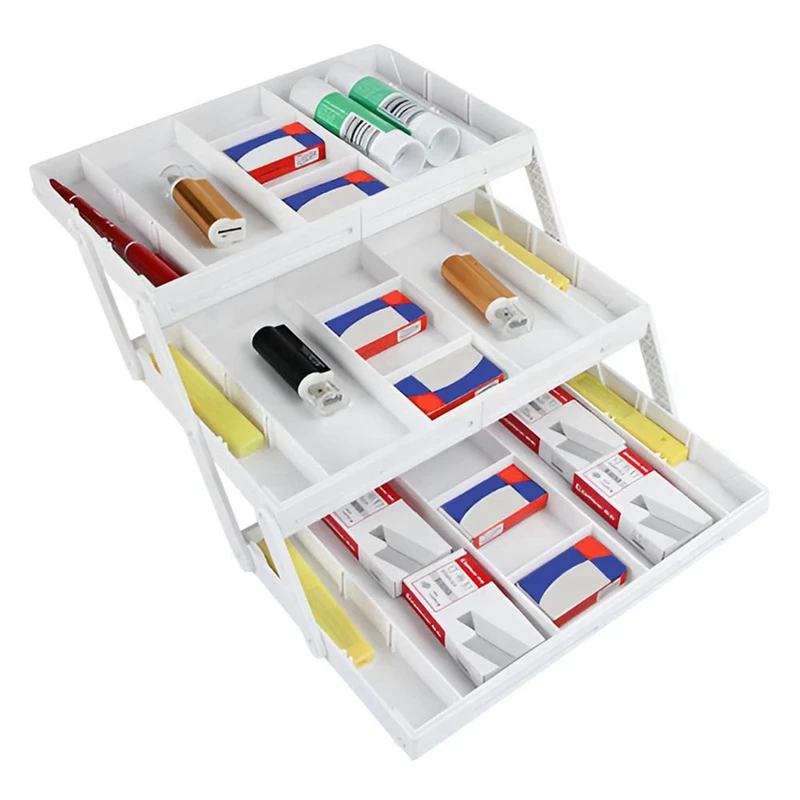 ABNO pemegang tampilan perhiasan, kotak penyimpan dapur dapat dilipat putih untuk penyusun perhiasan dan kosmetik