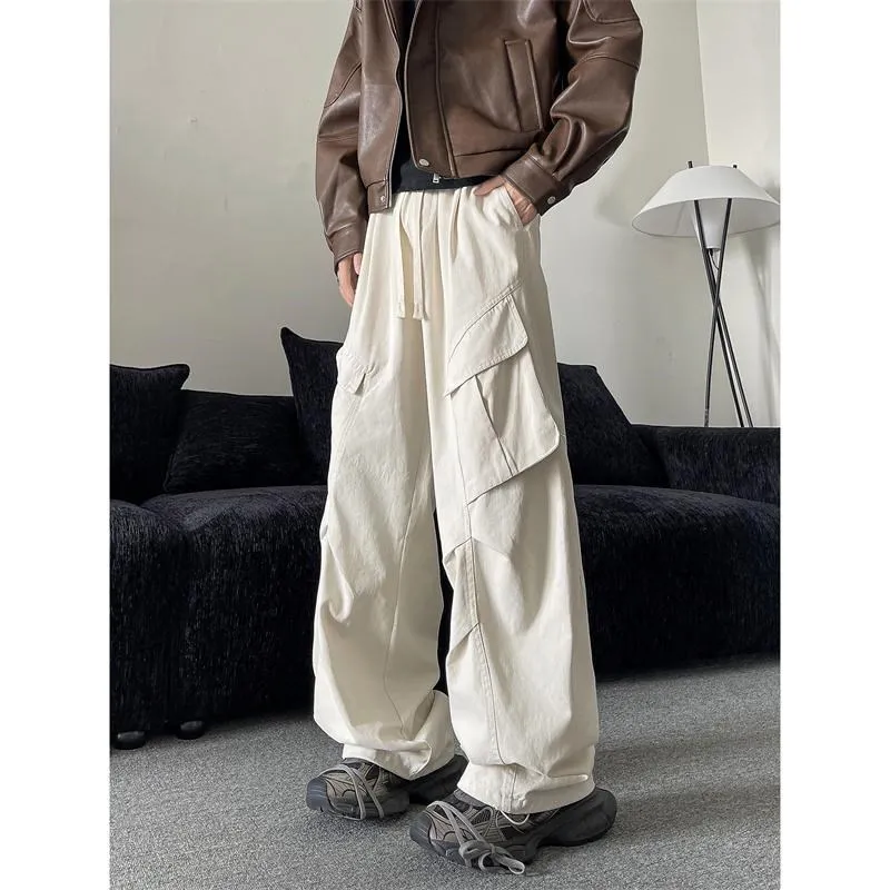 

Мужские повседневные хлопковые брюки свободного покроя, модные, городские, осенний сезон, уличная, американский дизайн, рабочая одежда, длинная футболка для отдыха...