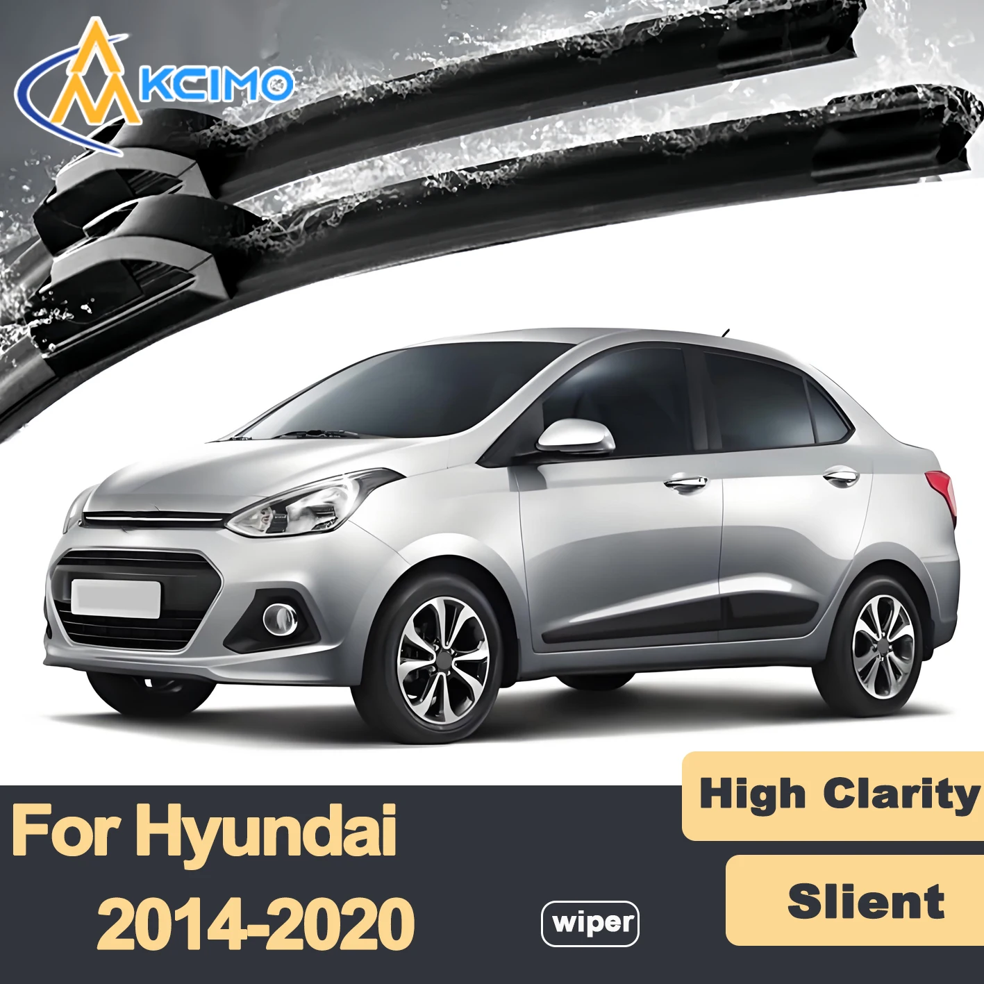 

Premium Rubber Durable Silent Windshield Wiper Blades 2pcs for Hyundai Xcent BA 2014-2020 Grand i10 Grand Metro Taxi
