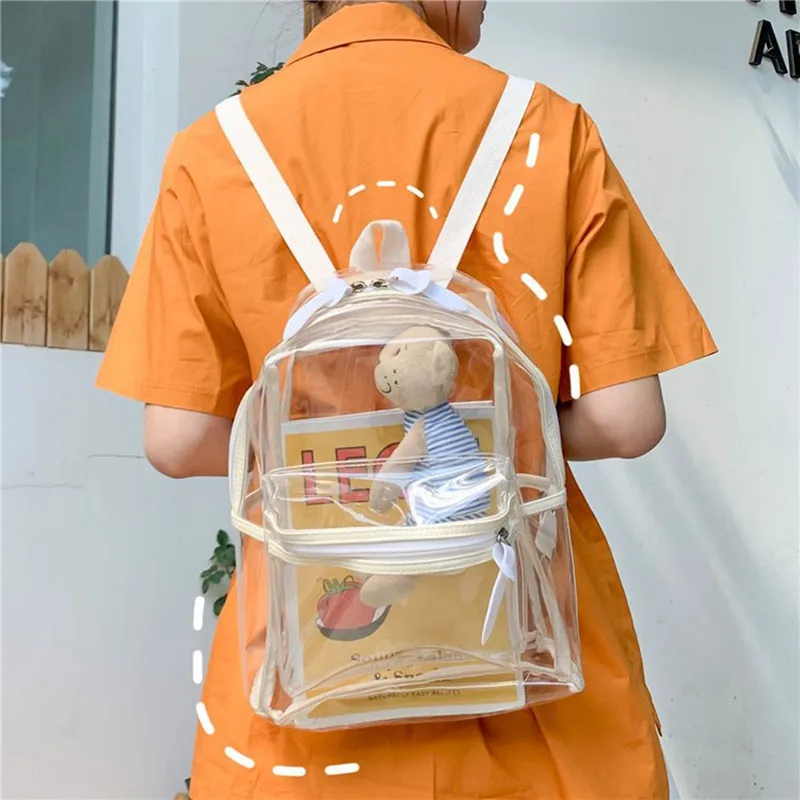 Transparent backpack for girls, fashionable waterproof jelly bag for girls, heart beach bag for girls itabag ita bag schoolbag