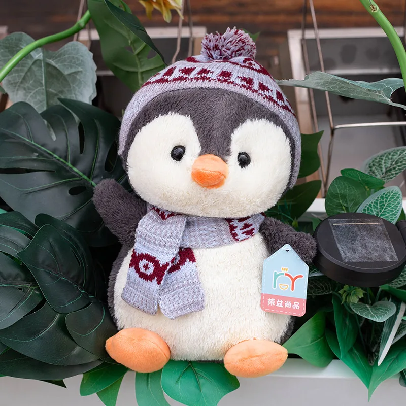 20-35cm lindo pingüino usar sombrero y bufanda juguetes de peluche Animal relleno pingüino mochila bolsas para niños escuela regalo de cumpleaños decoración de Navidad