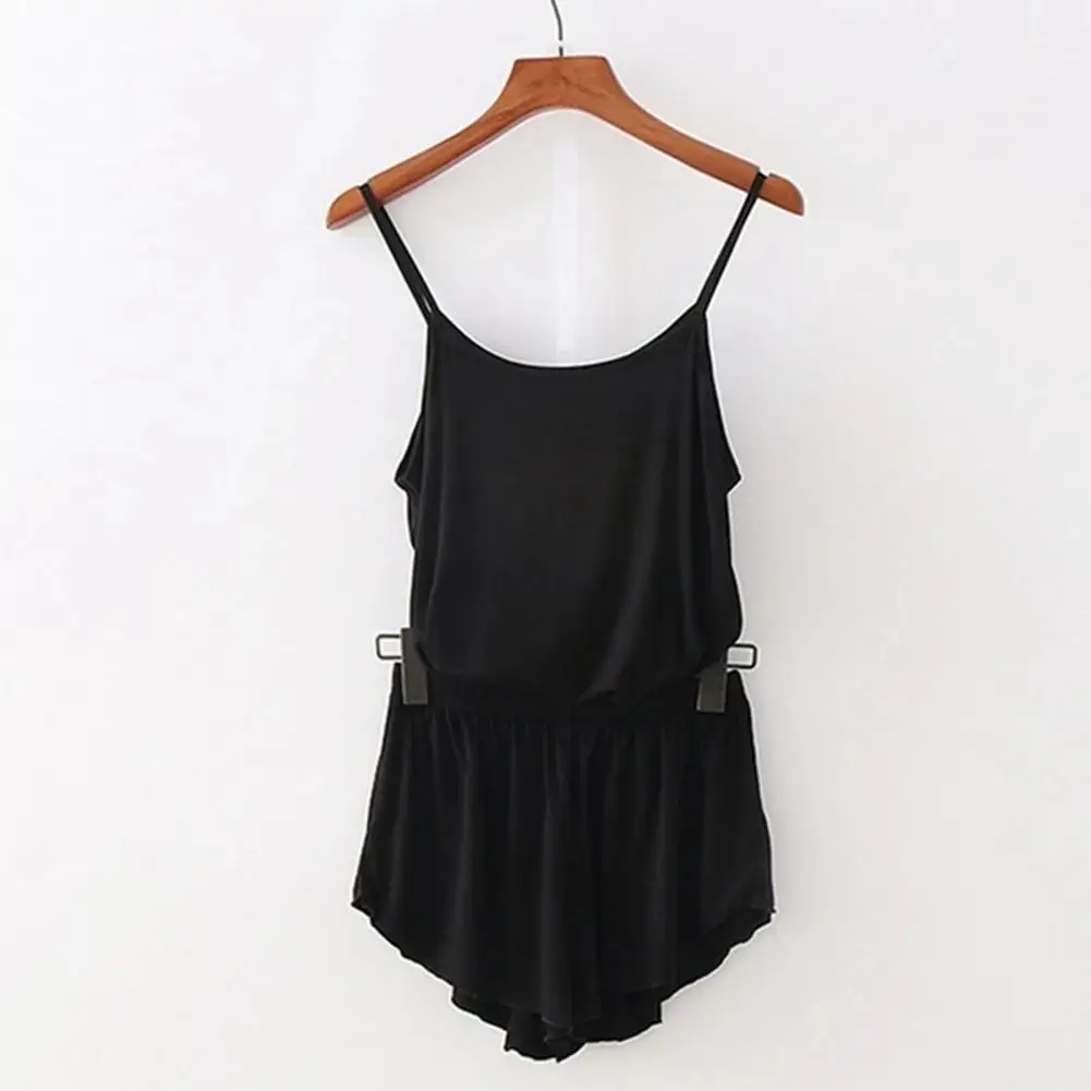 2-teiliges Damen-Sommer-Pyjama-Set Einfarbiges Ärmelloses Top und Shorts Damen-Schlafanzug-Set – Detail 4