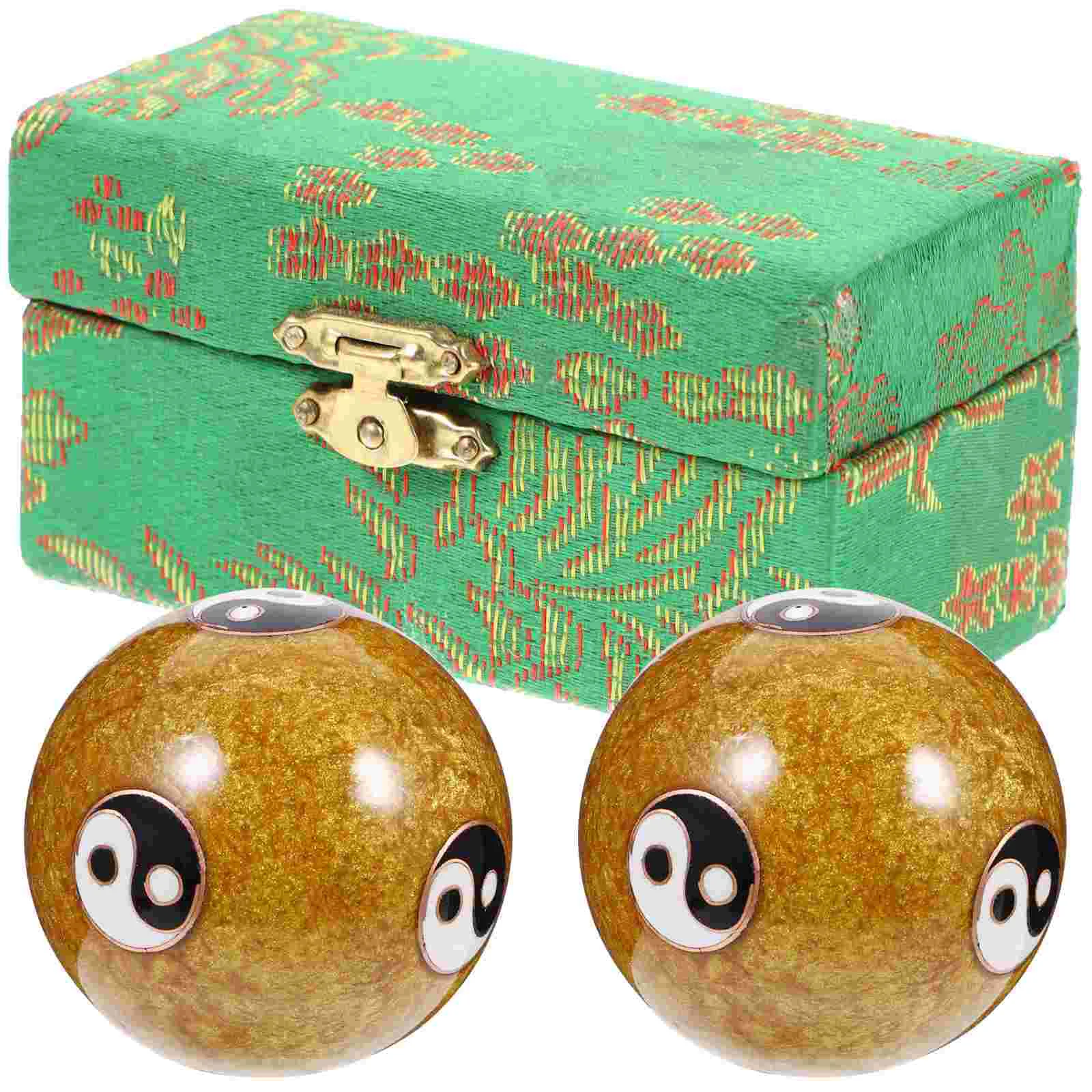 

2 Pcs Metal Ball Fitness Handball Exerciser Reflexology Balls Massaging Enamel