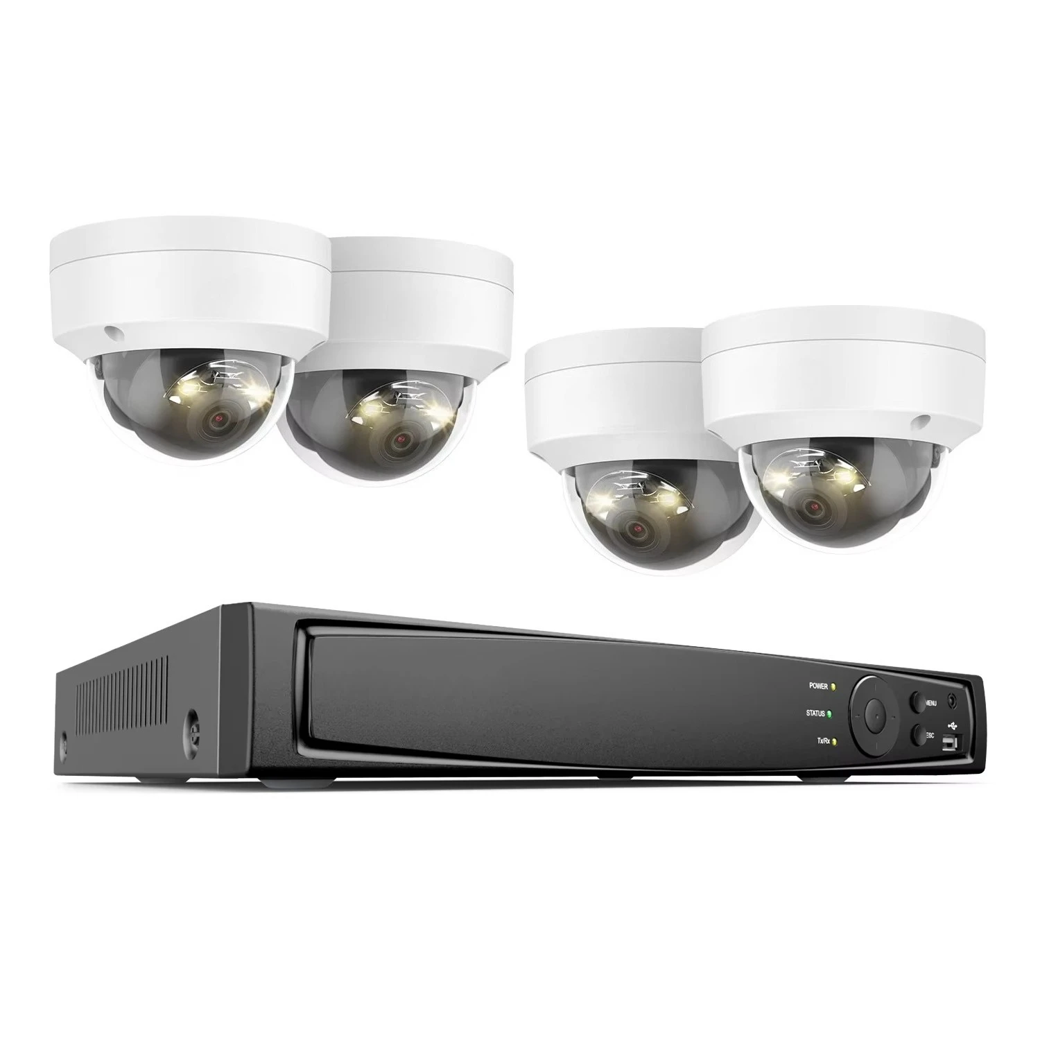 

8-канальная 12-мегапиксельная система камер H.265 + PoE NVR, 4 шт., 4K, 8 МП, AI-обнаружение, умный двойной световой микрофон, сетевая камера видеонаблюдения