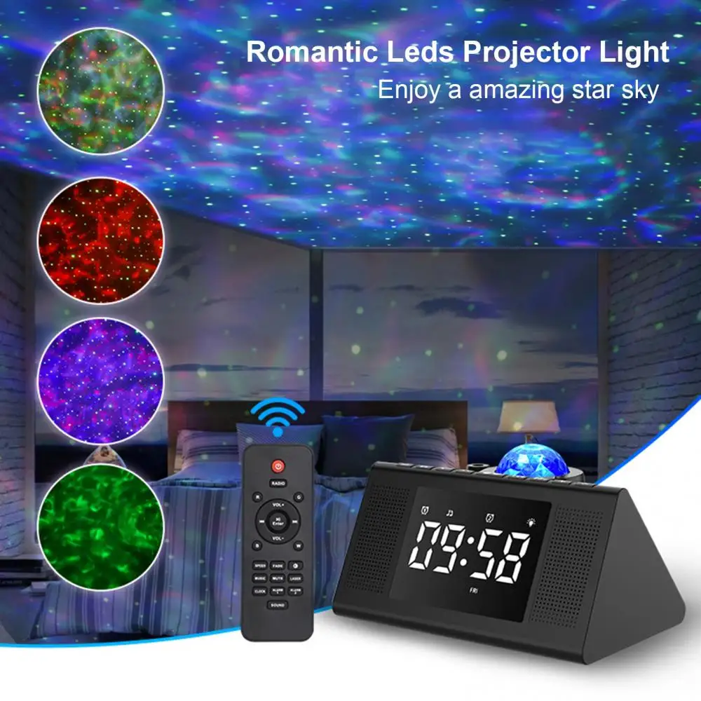 Sky Projector Lamp Music Starry Desk Clock Calendar Color Changing Built-in Bt Music Children Gift Projector Lamp