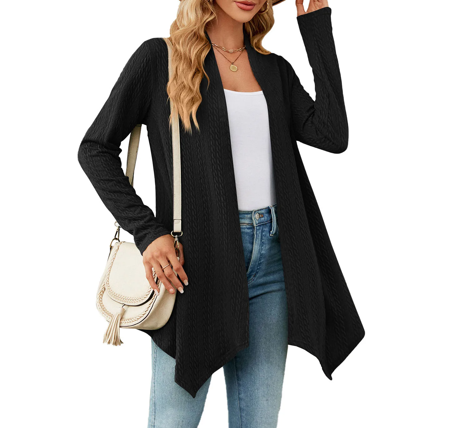 

2023 Autumn and Winter Fashion New Solid Color Loose Long-sleeved Cardigan Jacket Female