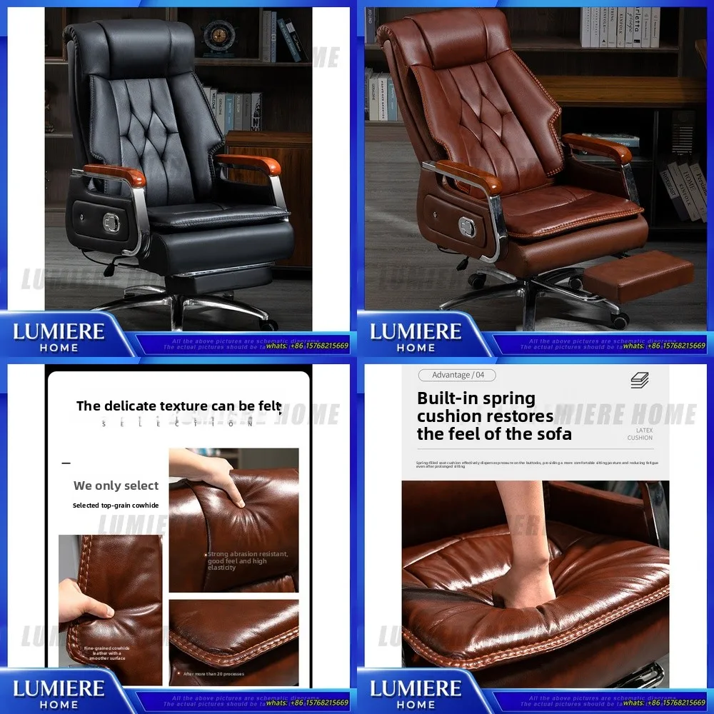 

Офисное кресло для руководителя, удобное эргономичное кожаное компьютерное кресло для дома и работы, длительное сидение, откидная учебная комната