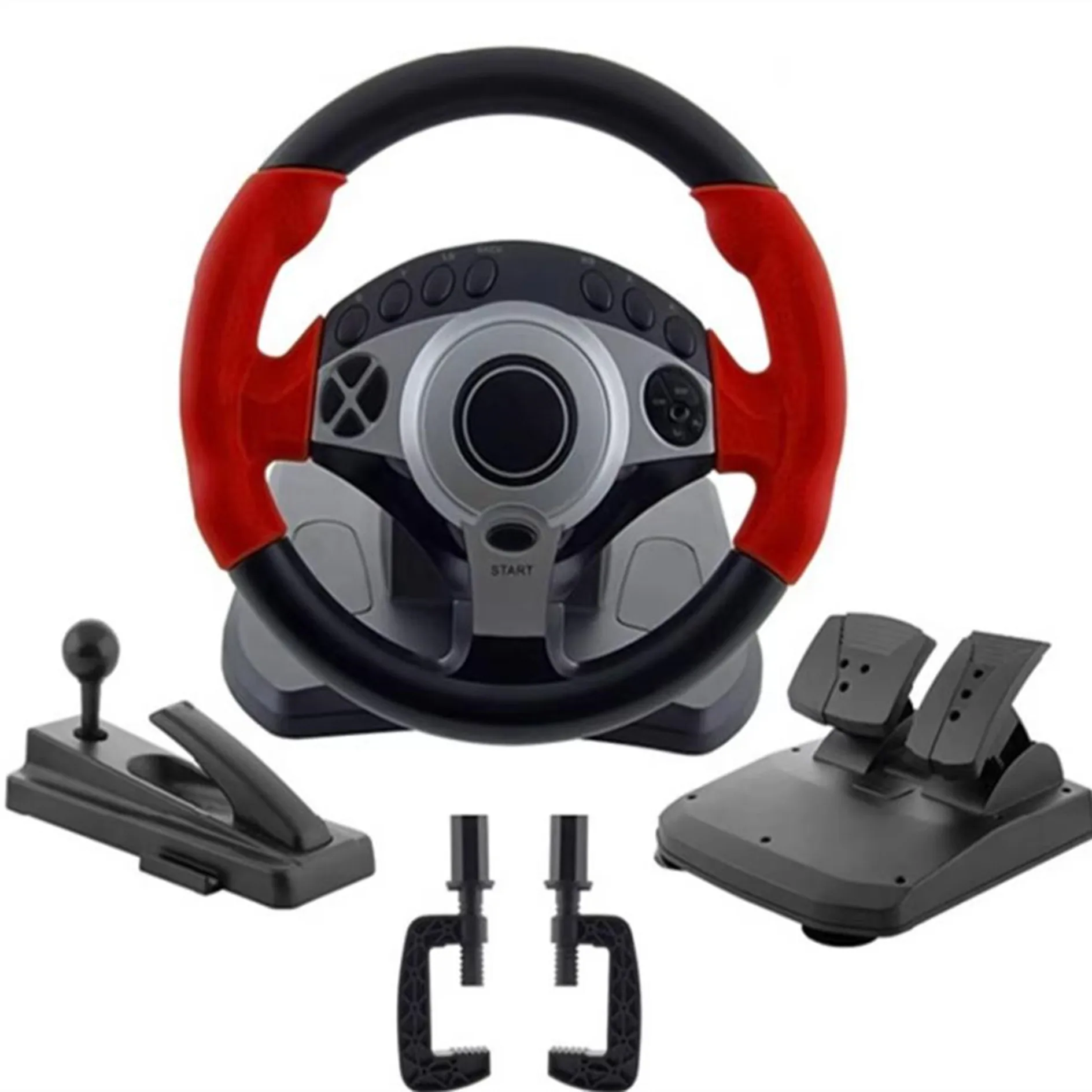 900 Degree Racing Games Steering Wheel Computer Learning Car Simulation Driving Machine Accelerator Brake Gear Lever Full 5 Set