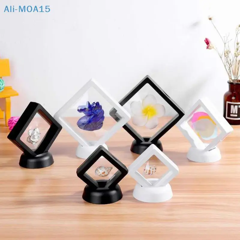 Square 3D Floating Jewelry Coin Plastic Display Stand