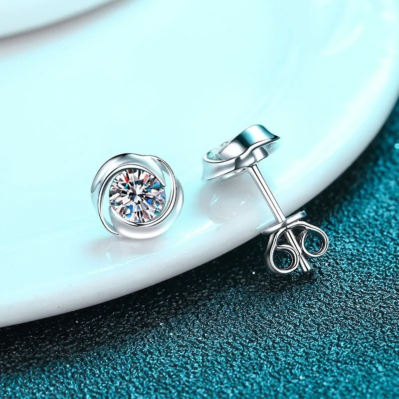 

Real Moissanite Stud Earrings for Women Classic s925 Sterling Silver Earring with GRA Gift Jewelry