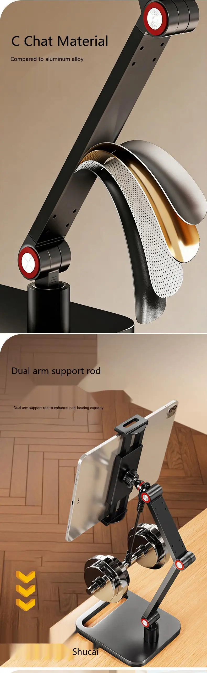 360 ° Drehbarer Monitorständer, faltbar, 4 Ausführungen, stabile Tischhalterung für Laptop, Tablet, Telefon, aus Legierung – Detail 4