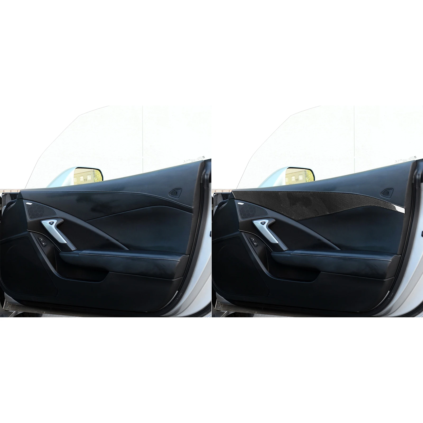 For Chevrolet Corvette C7 ZR1 Z06 2014-2019 Real Carbon Fiber Sticker Upper door panel Cover Car Accessories inside decorative