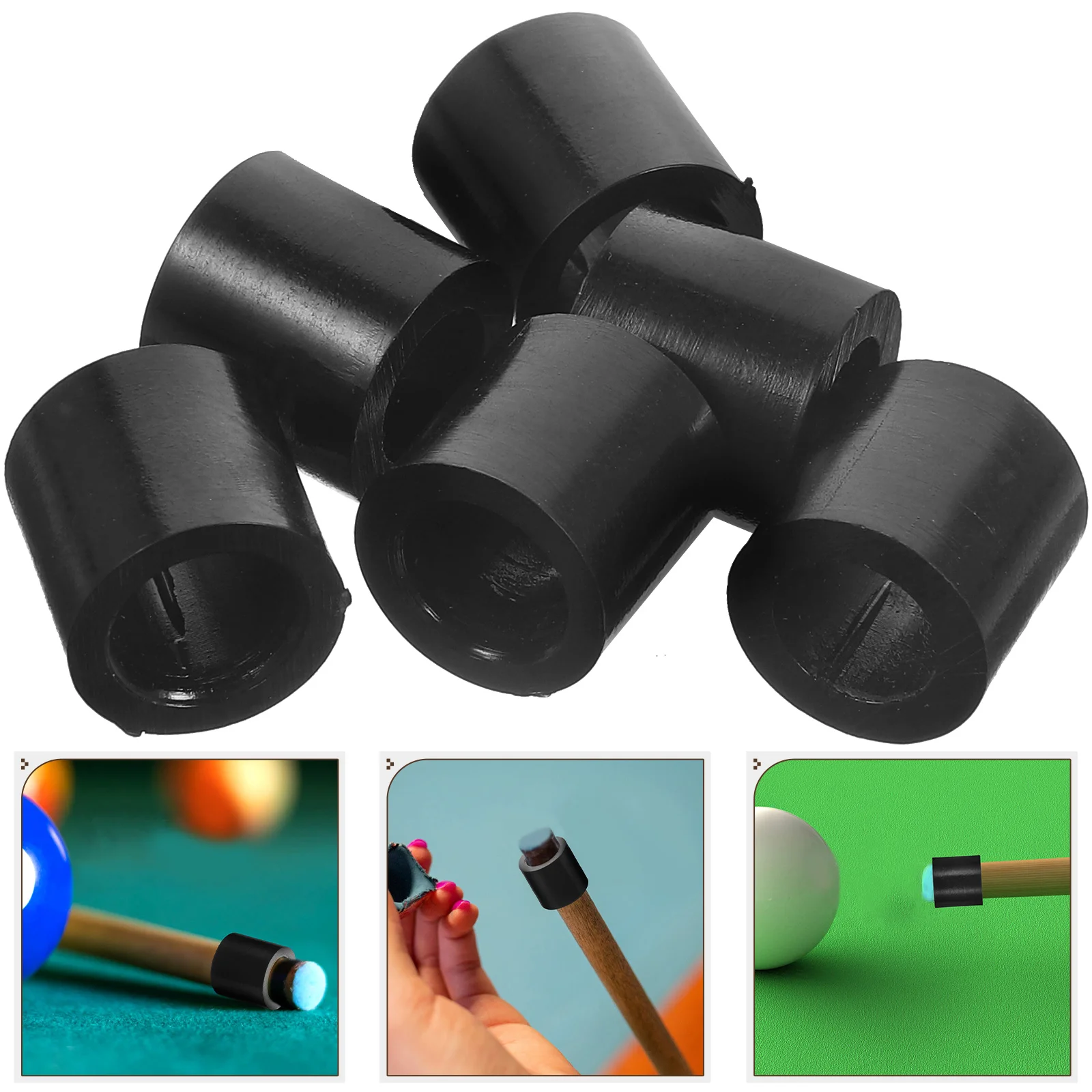 

6 Pcs Billiard Cue Protective Cover Pool Hoops Replacement Ferrules Parts Snooker