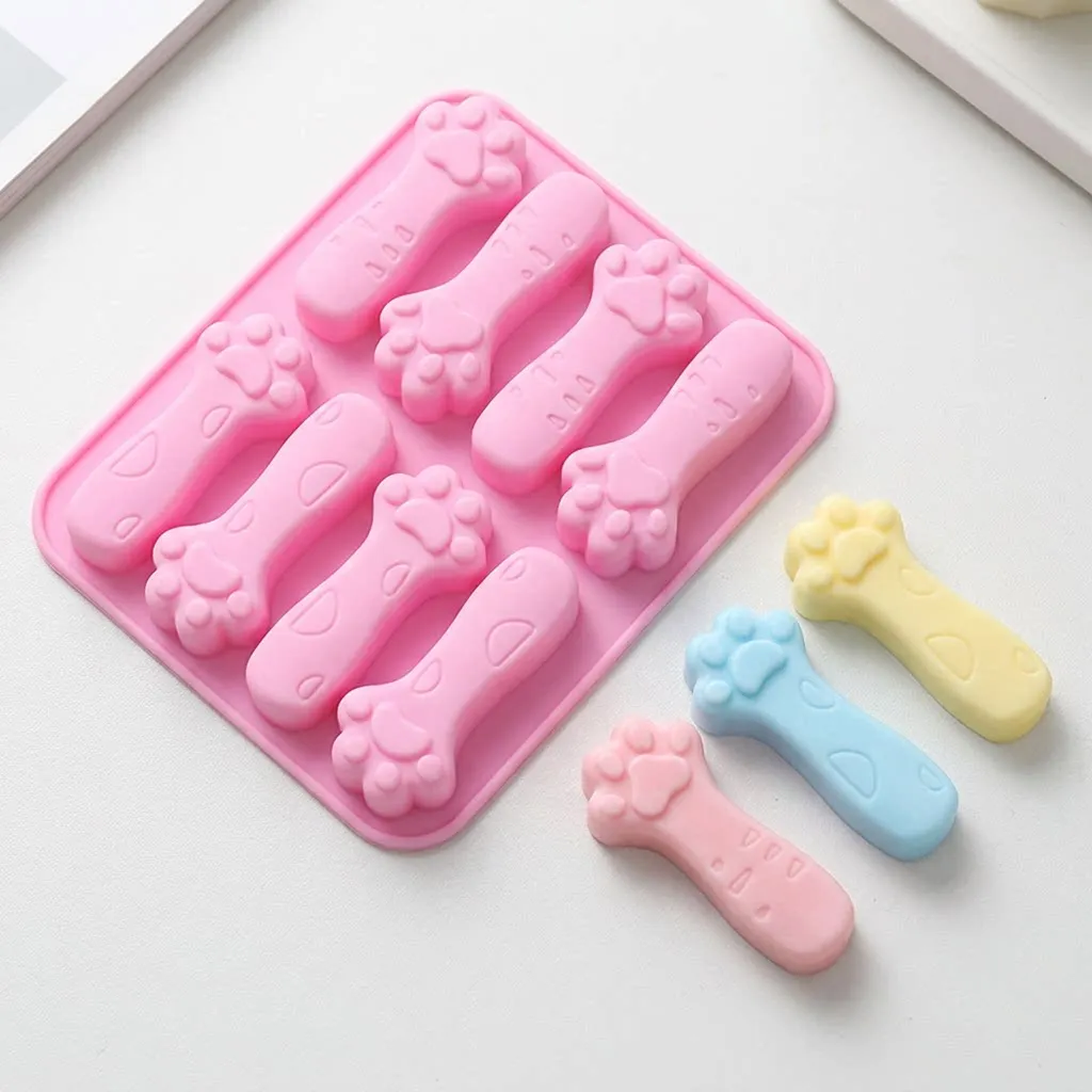 8-Cavity Long Cat Paw Silicone Mold for DIY Teething Sticks Cookies Chocolates Aromas Gypsum Baking
