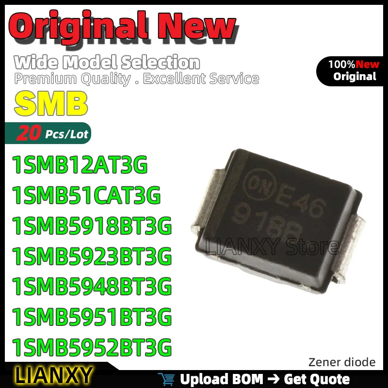 20pcs SMB 1SMB12AT3G 1SMB51CAT3G 1SMB5918BT3G 1SMB5923BT3G 1SMB5948BT3G 1SMB5951BT3G 1SMB5952BT3G 1SMB5954BT3G Zener diode New