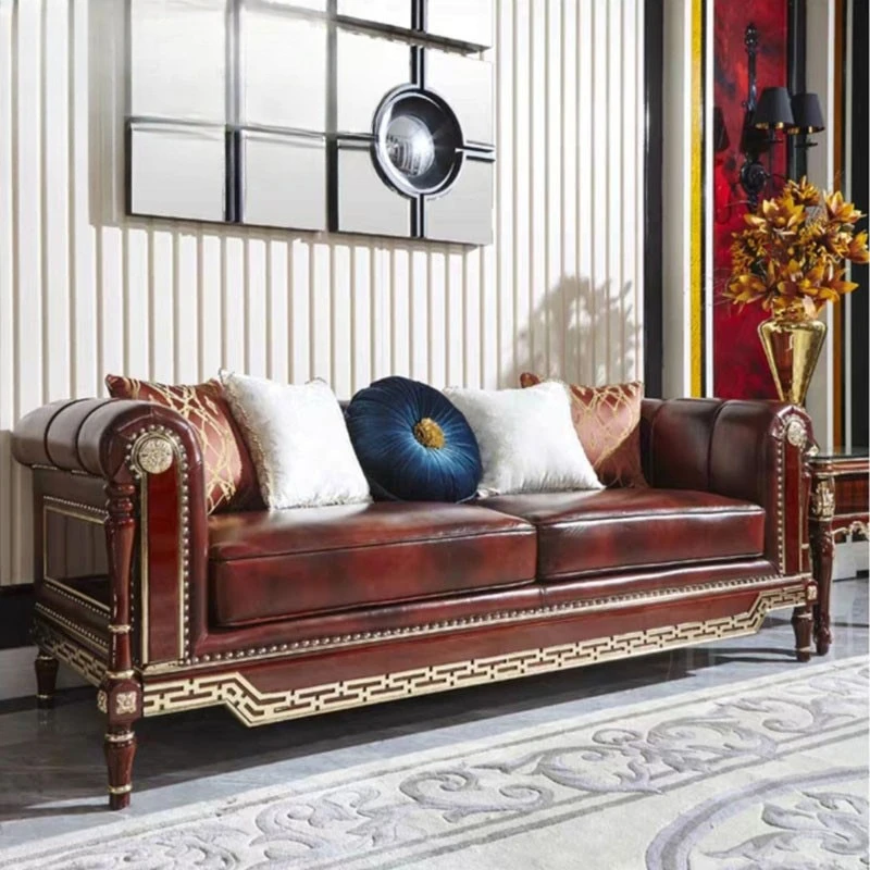 English living room single sofa Alexander double French neoclassical three sofa solid wood carving flower furniture
