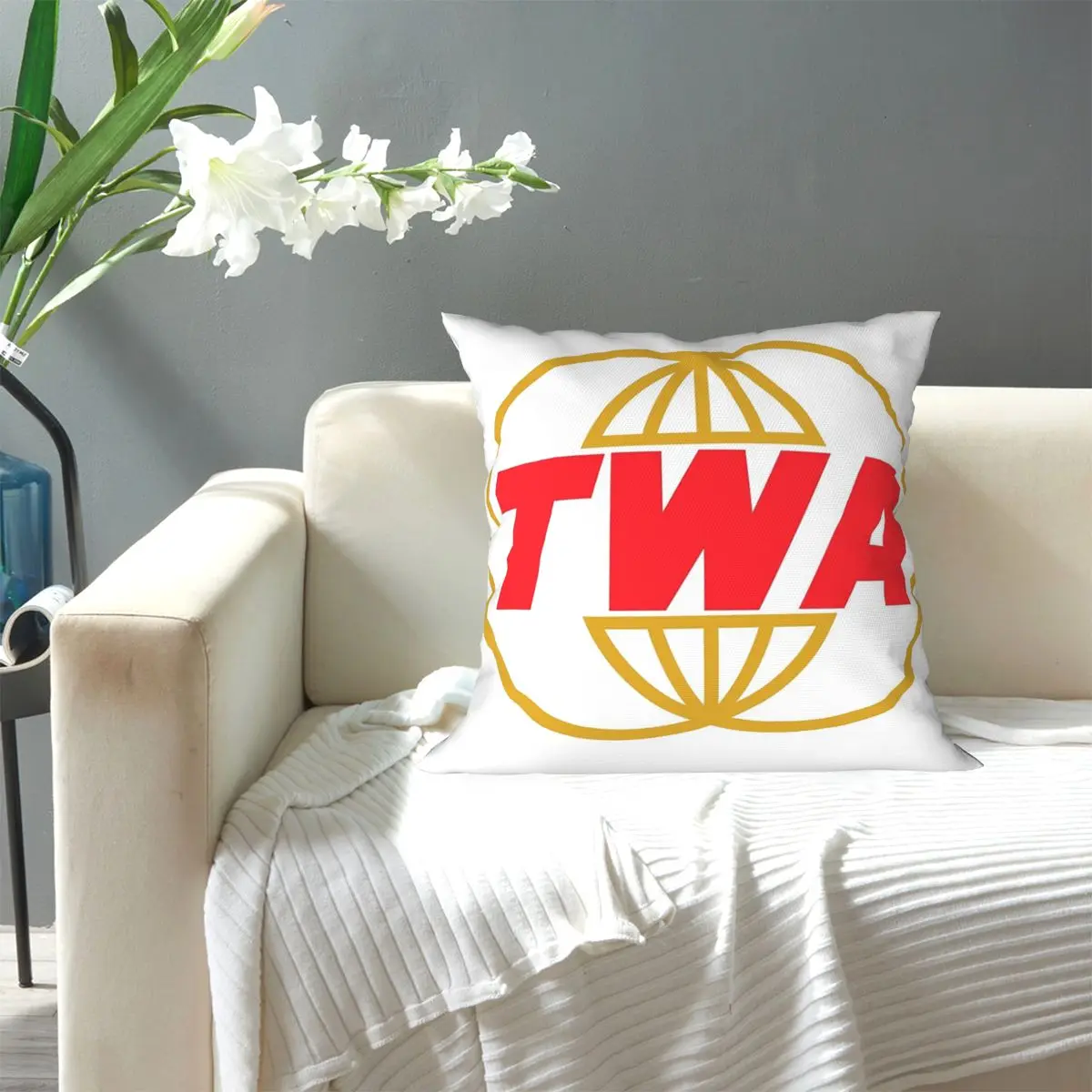 TWA Airlines - Vintage Log Square Pillowcase Pillow Cover Cushion Zip Decorative Comfort Throw Pillow for Home Bedroom