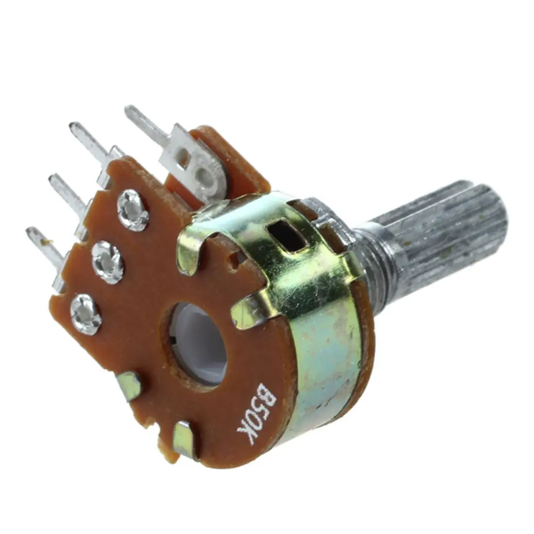 N15R NEW-5 Pcs B50K 50K ohm 6 Pins Split Shaft Rotary Linear Dual Taper Potentiometers