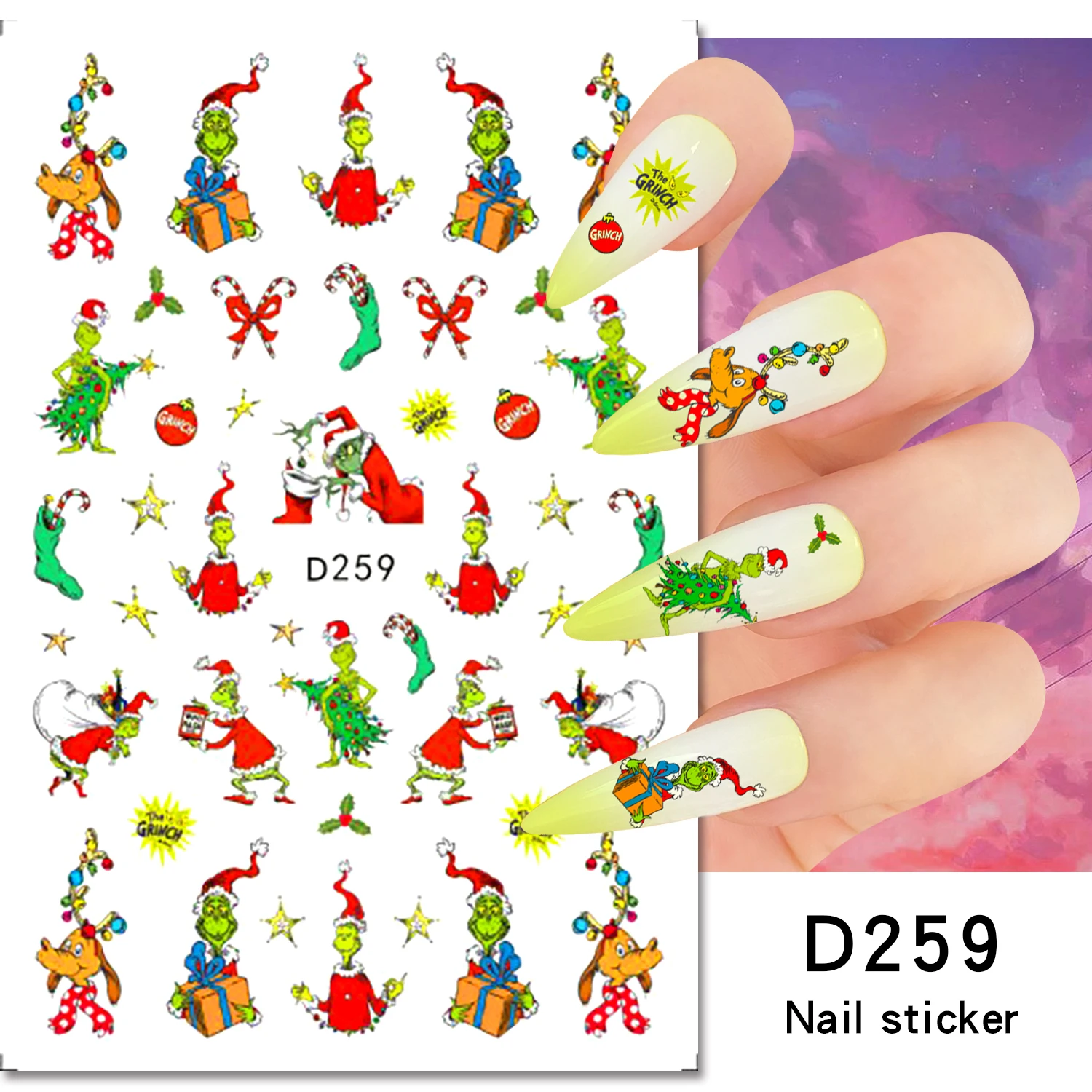 Adesivi per unghie stile natalizio anime Sanrio Cartoon Forniture per nail art Simpatico Hello Kitty My Melody Adesivi 3D Decorazione per nail art