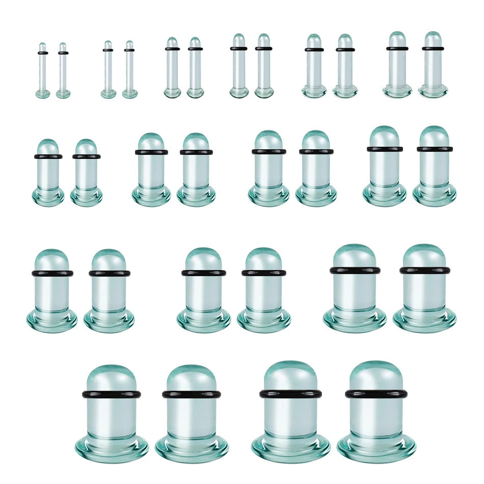 2pcs/lot 1.6mm-16mm Glass Ear Plugs and Tunnel Transparent Dilators Flesh Earrings Expander Earlet Gauges Body Piercings Jewelry