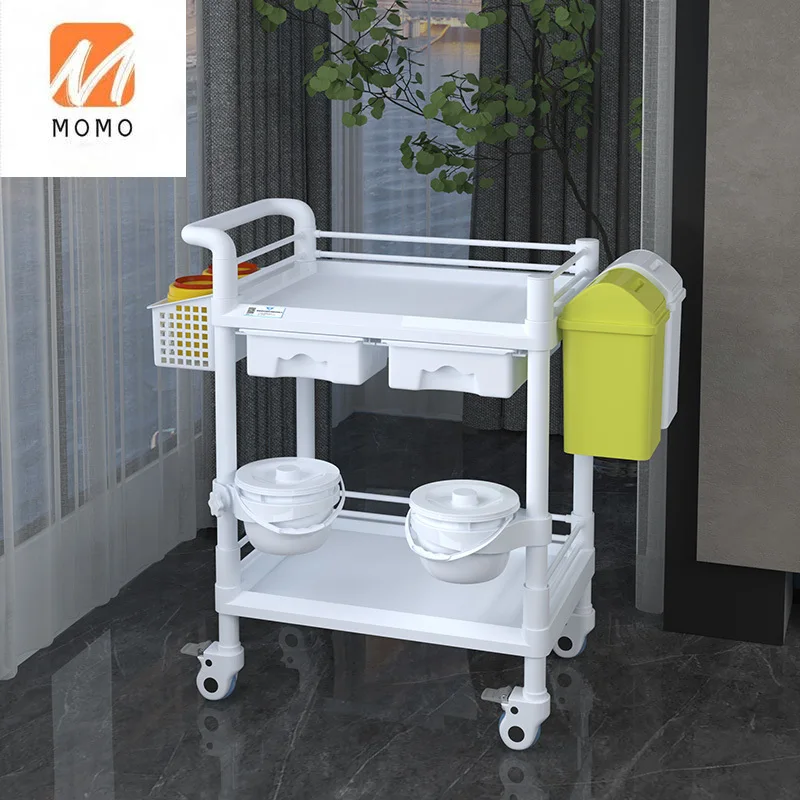 New design high quality Medical hospital trolley utility  Emergency Medical nurding trolley with two basket and boxes