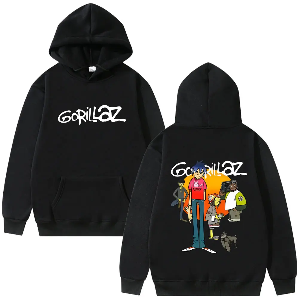 

Gorillaz Double Sided Print Hoodie Men's Women's Hip Hop Fashion Oversized Pullover Hoodies Unisex Vintage Rock Band Streetwear