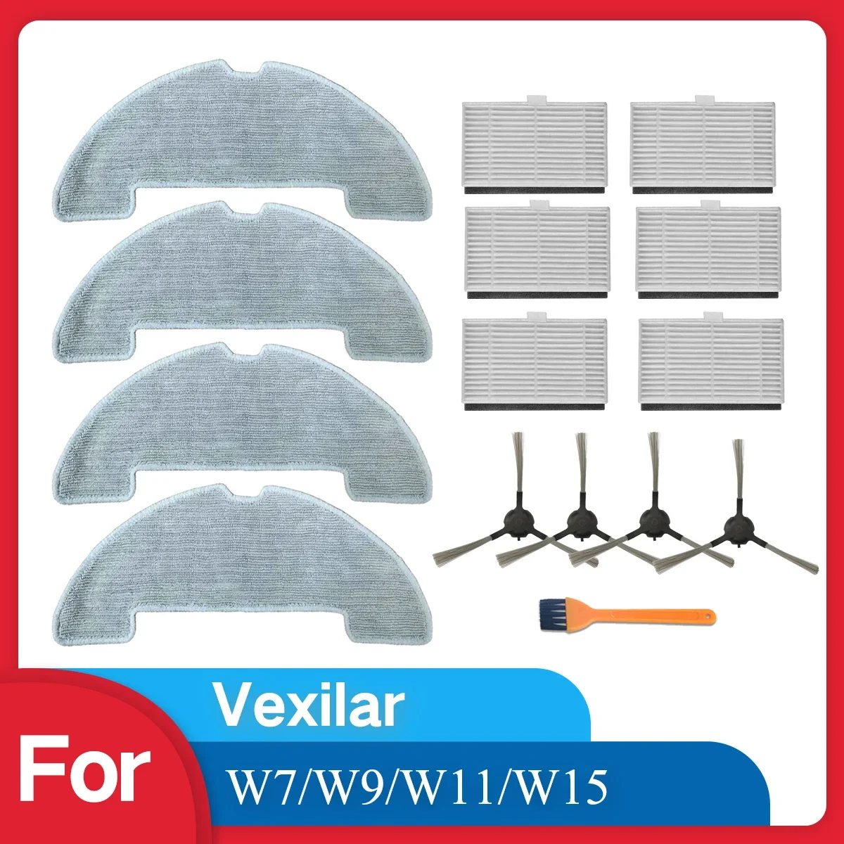 

Запасные части для робота-пылесоса Vexilar W7/W9/W11/15, детали с фильтром HEAP, накладка для швабры, боковая щетка, чистящая щетка